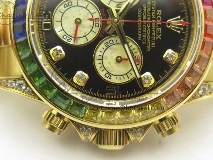 MiroTime 0307 Daytona 116589RBOW YG Rainbow Crystal BLF Best Edition Black Dial on YG Bracelet A ZeroBulk 3352